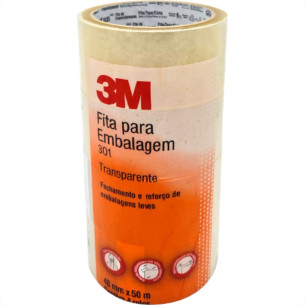 3M Fita Adesiva P/Embalagem Transp.  48 X 50 - Kit C/4 Rl