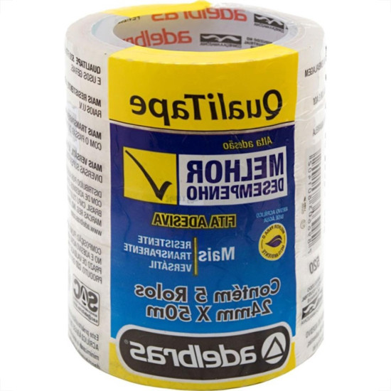 Fita Adesiva Transparente Adelbras 24X50 - Kit C/5