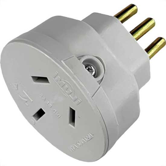 Pino Adaptador Ilumi 3 Polos Chatos Para 2 Polos+Terra 20A. Cinza - 1216Pct - Kit C/10 Pecas Pino Adaptador Ilumi 3 Polos Chatos Para 2 Polos+Terra 20A. Cinza - 1216Pct - Kit C/10 Pecas