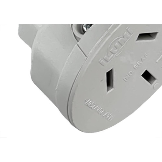 Pino Adaptador Ilumi 3 Polos Chatos Para 2 Polos+Terra 20A. Cinza - 1216Pct - Kit C/10 Pecas Pino Adaptador Ilumi 3 Polos Chatos Para 2 Polos+Terra 20A. Cinza - 1216Pct - Kit C/10 Pecas
