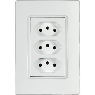 Kit C/3 - Conjunto Ilumi Vivaz Branco Com Placa 3 Tomadas...