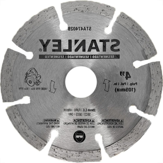 Disco Diamantado Stanley Segmentado Seco 105Mm X 20Mm - 4'' - Sta47402B Disco Diamantado Stanley Segmentado Seco 105Mm X 20Mm - 4'' - Sta47402B