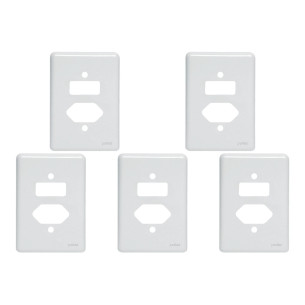 Kit C/5 - Placa Perlex Branca 4X2 (1 Saida+1Tomada) 23Pl2It