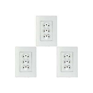 Kit C/3 - Conjunto Ilumi Vivaz Branco Com Placa 3 Tomadas...